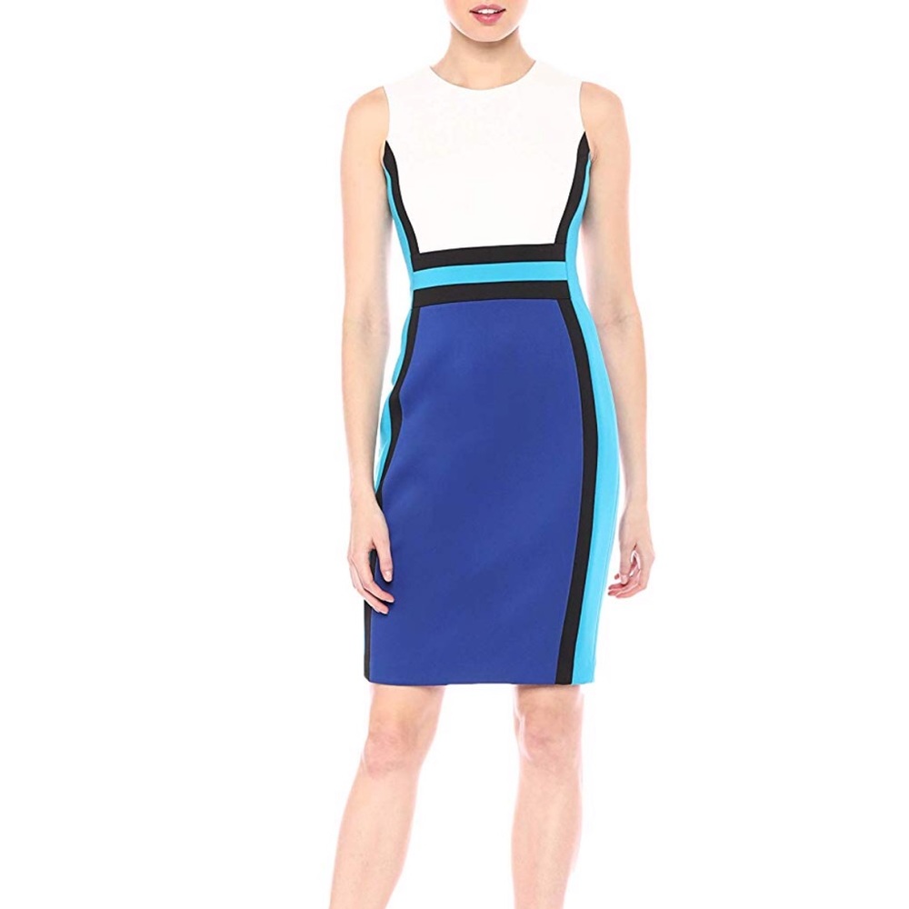 Calvin Klein colorblocked scuba sheath NWT